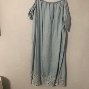 Light blue off the shoulder dress